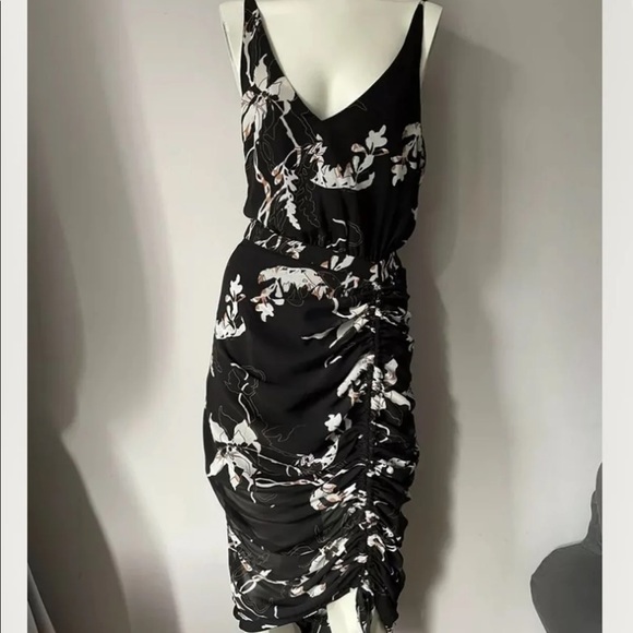 Shona Joy Crushed Asymmetrical Floral Print Dress